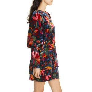 NWT Farm Rio Banana Sky Long Sleeve Velvet Mini Dress L